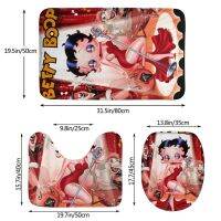 Betty Boop ห้องน้ำพรมชุด 3 ชิ้นนุ่มลื่นและทันสมัยห้องน้ำห้องสุขาพรมปูพื้นห้องน้ำห้องอาบน้ำฝักบัวที่อาศัยอยู่พรมบ้านห้องตกแต่งพื้นที่