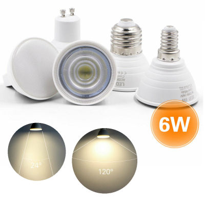 6W LED หลอดไฟ GU10 MR16 E27 E14 Spotlight 220V 24 120องศาเย็นแสงสีขาวตกแต่ง