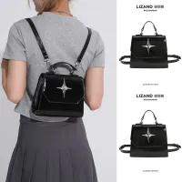 Summer high-end niche design schoolbag bag lady 2023 new black crossbody shoulder dual-use bag small backpack 【BYUE】