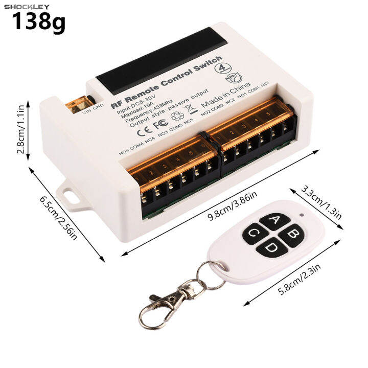 Shockley Wireless Relay Switch DC530V 4 Channel 433Mhz RF Remote Relay