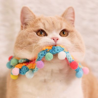 [HOT!] Cute pet cat dog rabbit wool knit collar saliva towel bib photo accessories dog necklace