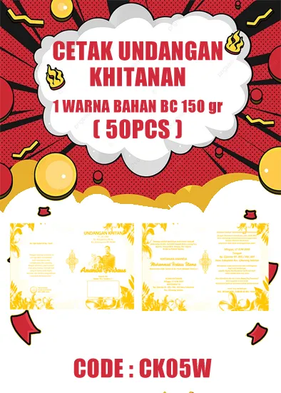 CETAK UNDANGAN KHITAN 1 WARNA (50PCS) | Lazada Indonesia