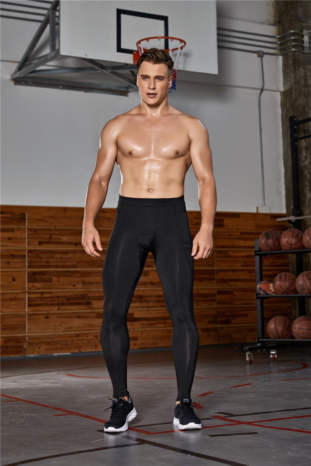 Runhit Compression Pants Men Pocket Running Leggings Tights Athletic Workout 