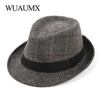 [Hana Clothing Store] Wuaumx 2022สไตล์อังกฤษ Tweed หมวกแนวแจ๊สสำหรับผู้ชายหมวก Fedoras สำหรับฤดูหนาวใบไม้ร่วงชายย้อนยุคหมวกกะลาพ่อสุภาพบุรุษ39; S