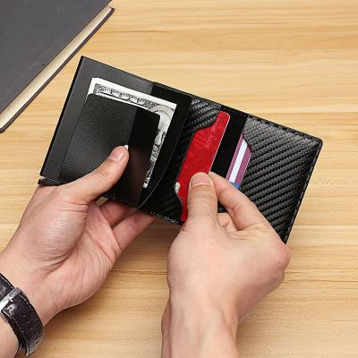 （Layor wallet） กระเป๋าสตางค์อลูมิเนียมแบบบาง,กระเป๋าเงินอะลูมิเนียมพร้อมฝาพับอัตโนมัติยืดหยุ่นเคสใส่บัตรธนาคาร ID เครดิตกระเป๋าเก็บบัตรขนาดเล็ก RFID