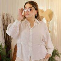 Choux cream shirt - Color White - TW001 เสื้อเชิ้ตทำงาน สาวอวบ พลัสไซส์ สีดำ ฟ้า ขาว chubbyandcute