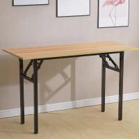 Multipurpose folding table for working, wood pattern,Particle board+ steel pipe