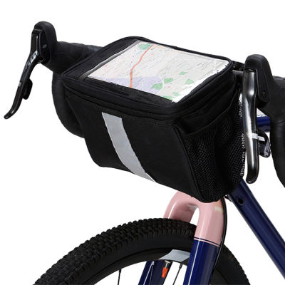 อลูมิเนียมฟอยล์ปฏิบัติจักรยานกระเป๋าจักรยานมือจับกระเป๋าด้านหน้าหลอดแผนที่กระเป๋าฉีกขาดทนขี่