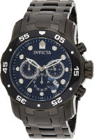 Invicta Mens 0076 Pro Diver Collection Chronograph Black Ion-Plated Stainless Steel Watch