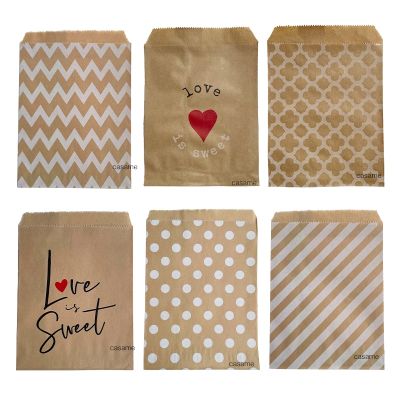 10 pcs treat candy bag high quality Party Favor Paper Bags Chevron Polka Dot Stripe Printed Paper craft Bags Bakery Bags