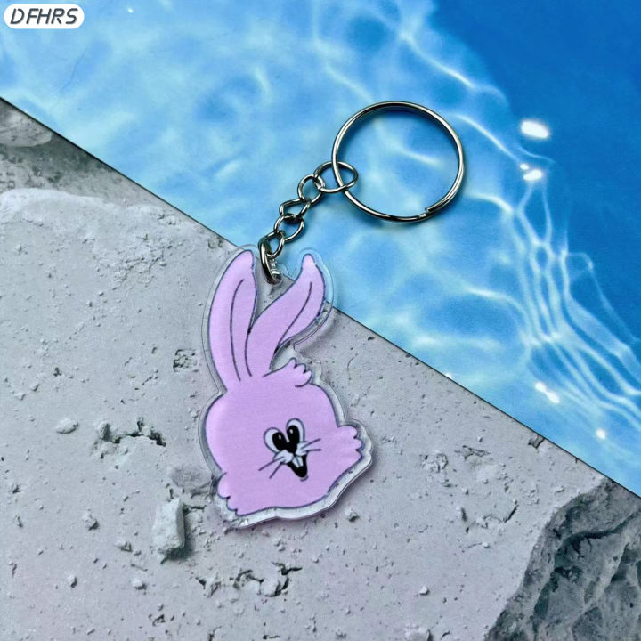 dfhrs-พวงกุญแจกระต่ายน่ารักจี้พวงกุญแจอะคริลิกสำหรับตกแต่งภายในรถกระเป๋า