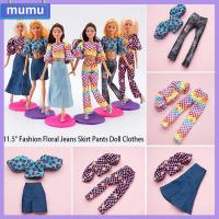 MUMU ของเล่นเด็กเล่น 11.5ค่ะ เสื้อใส่สบาย กางเกงตุ๊กตาขายาว อุปกรณ์เสริมเสื้อผ้า กางเกงกระโปรงกางเกง เสื้อฮู้ดยีนส์ลายดอกไม้