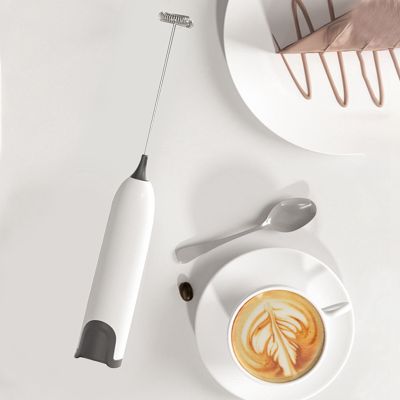 Electric Milk Frother Mixer Kitchen Food Stirrer Coffee Cappuccino Creamer Whisk Portable Blender -White Coffee