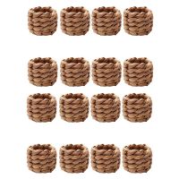 16Pcs Country Style Water Woven Napkin Ring, Hand-Woven Straw Napkin Ring, Farmhouse Natural Napkin Buckle