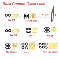 2pcs Rear Back Camera Lens  For iPhone X XS max XR 7 8 Plus 11 pro Glass Cover with Sticker Adhesive Replacement Parts Smartphone Lenses