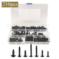 210PCS Round Head Screws 7Sizes Cross Machine Assort PWA Self-tapping Fasteners Kit Black Oxide Phillips Set Nails Screws  Fasteners