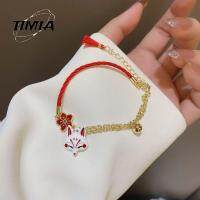 TIMIA สร้อยข้อมือรูปสัตว์สุดน่ารักสำหรับผู้หญิงสร้อยข้อมือสไตล์เกาหลีทำจากเชือกสีแดงสำหรับเด็กผู้หญิง