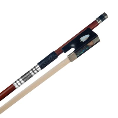 ：《》{“】= LOMMI Brazilwood Student Violin Bow 4/4 Round Stick W/ Mongolian Horse Hair Ebony Frog Silver Wire Winding For Beginner Practice