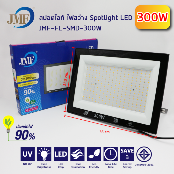 hot-สปอร์ตไลท์20w-50w-100w-200w-300w-โคมฟลัดไลท์-ฟลัดไลท์-led-floodlight-แสงสีขาว-แสงสีวอร์ม-ใช้ไฟบ้าน-220v-ip65-กันน้ำ