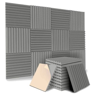 12 Pack Self-Adhesive Acoustic Panels, Sound Proof Foam Panels, High Density Soundproofing Wall Panels for Home