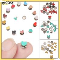 VJDA 10/20pcs สไตล์หัวใจ Mini Ultra-small เสื้อผ้ารองเท้า หัวเข็มขัด 6mm หัวเข็มขัดตุ๊กตา DIY ปุ่มแหลมเห็ด อุปกรณ์เสริมกระเป๋าตุ๊กตา