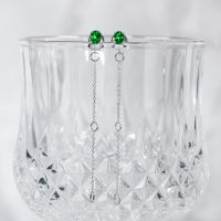 Tsavorite Diamond Earring ต่างหูเพชรซาโวไรท์ โกเมนแท้สีเขียวสด เนื้อสะอาดมาก ประดับเพชรแท้น้ำ95-96 ตัวเรือนเป็นทองขาว18k