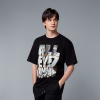 DAVIE JONES เสื้อยืดโอเวอร์ไซส์ พิมพ์ลาย สีดำ Graphic Print Oversized T-Shirt in black WA0102BK