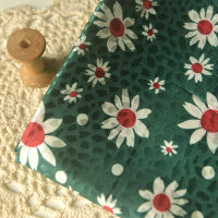 Dark Green White Flower Jacquard Polyester Fiber Fabric Long Skirt Cheongsam Chinese Clothing Tea Clothes Anti-wrinkle Fabric