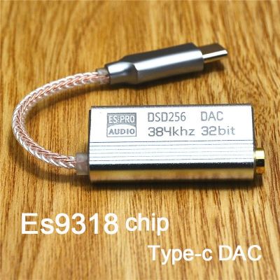 ES9318 Mobile PhoneType C to 3.5mm Decoding DSD256 DAC Amplifier HIFI Wire Adapter Earphone Cable for ESS Device