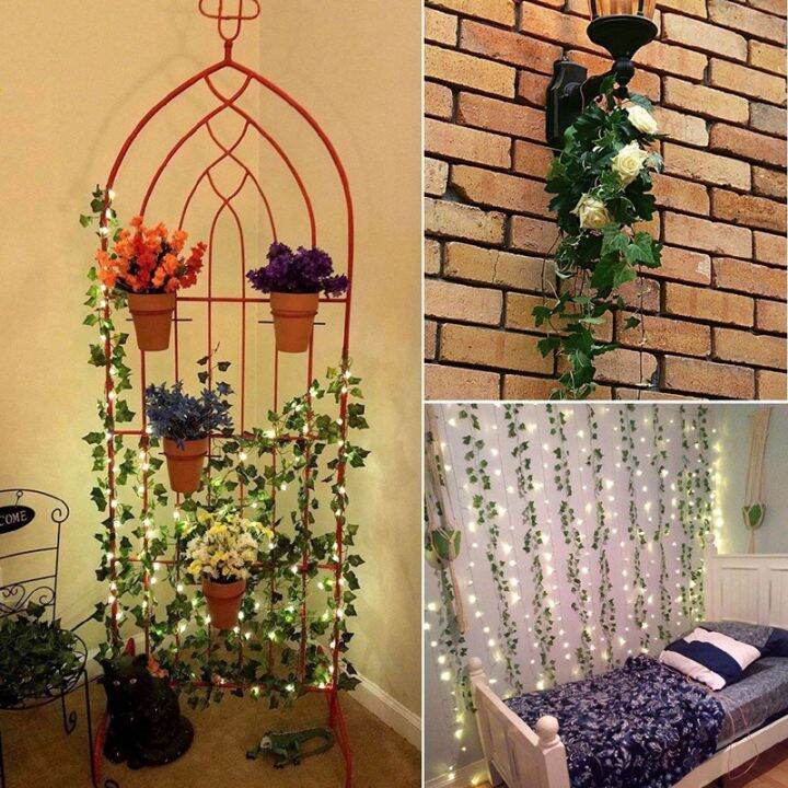 2Meter Artificial Green Leaf Garland Plants Vine Fake Plastic Rattan