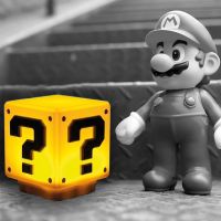 (Baixiang Flower City)   ❡△ Super Mario LED Question Mark Voice Charging Small Night Light Square Brick Desktop Lamps Bedside Lamp Manufacturing Model