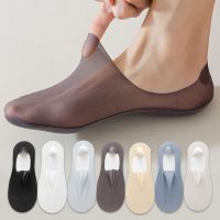 3 Pairs  Mens Boat Socks Summer Ultra-thin Breathable Solid Color Sock Slippers Comfortable Soft  Ice Silk Low Cut Men Sokken Socks