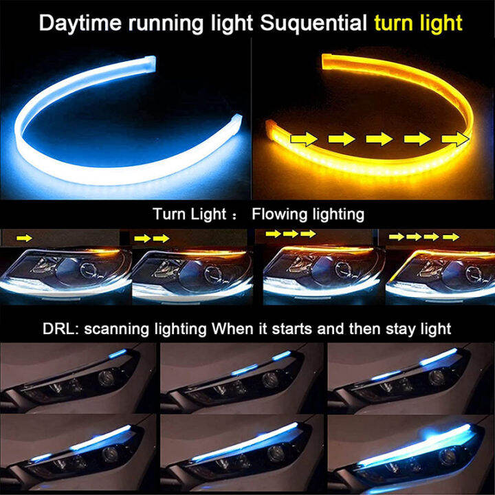 2-pcs-car-led-strip-lights-headlight-strips-drl-light-12v-dual-color-white-and-amber-daytime-running-lights-turn-signal-bulb