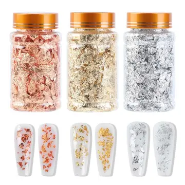 COSCELIA Colorful Rhinestones for Nails Gold Rivet Glitter Sequins Foil  Paper 12 Colors Nail Foil Flakes Shell Pattern Nail Art DIY Tool Kit