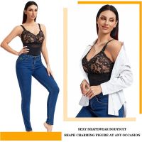 2023 Ladies Lace Thong Bodysuit V Neck Full Body Shaper Belly Shaper Body Shaper Smooth Corset Padded Lingerie Hip Lifter