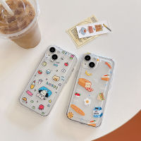 เคสโทรศัพท์โปร่งใสดูเดิลที่น่ารักเข้ากันได้กับ IPhone14 13 12 11 Pro Max X XS ฝาหลัง TPU นุ่มกันกระแทกที่ราบรื่น