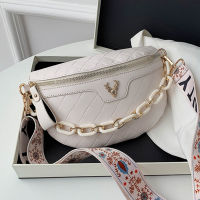 Fashion Chain Fanny Pack Ladies Luxury Brand Chest Bag Small female Saddle Bag Pu Leather Shoulder Crossbody Bags for Women Sac