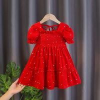 ❧✉ cri237 NNJXD Girls Polkadot Princess Dress Summer Children Holiday Dot Princess Birthday Party Dress Korean Style Flared Sleeve Dress