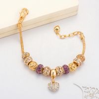 Crystal Heart Charm celets &amp; Bangles Gold Color celets For Women