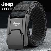 กางเกงยีนส์ผู้ชายขี้เกียจ JEEP เข็มขัดผ้าใบ Jeep ที่เข้าได้กับทุกชุดเข็มขัดอัตโนมัติหัวเข็มขัดอินเทรนด์สำหรับผู้ชายกลางแจ้ง