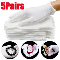 5Pair White Full Finger High Stretch Mittens Men Women White Cotton Work Gloves Sweat Absorption Gloves Household Cleaning Tools