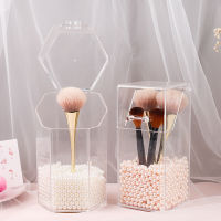 【cw】 Square Pearl Cosmetic Case Transparent Flip Dustproof Makeup Brush Holder Eyebrow Pencil Brush Holder Acrylic Eyebrow Pencil Storage ！