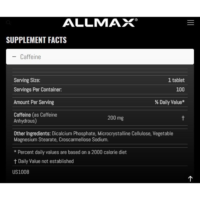 allmax-caffeine-100-เม็ด-คาเฟอีน-เพิ่มพละกำลัง-เพิ่มกล้าม-เผาผลาญไขมัน