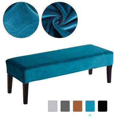 Velvet Long Bench Cover Stretch Piano Bench Cover For Home Office Hotel Solid Color Washable Removable Seat Case Elastic Cover
