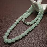 8-10มิลลิเมตรสีเขียว A มรกตลูกปัดสร้อยคอเครื่องประดับหยก jadeite พระเครื่องแฟชั่น100 ธรรมชาติเสน่ห์ของขวัญสำหรับผู้หญิงเมนู