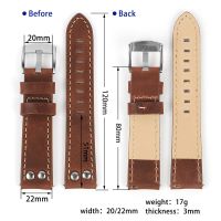 Handmade Genuine Leather Rivets Watch Band Strap 20mm 22mm Coffee Brown Watchband Stainless Steel Buckle Wrist Belt Braceletby Hs2023