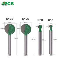 Set of 4 6MM Shank Milling Cutter Bit Router Bit Set End Mill Round Solid Radius Core Milling Bit for Wood Carving