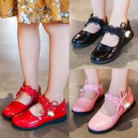 White Pink Kids Shoes Black Children Sandals Girls Wedding Party Dress Shoes Princess Leather Shoes For Teens Girls Dance ShoesTH