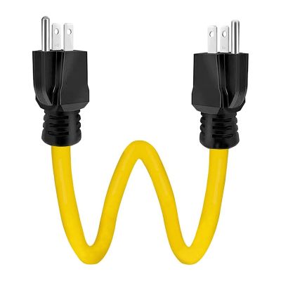 1 Piece RV &amp; Generator Adapter Cord 12AWG 125V Double Male Extension Cord 5-15P for Transfer Switch