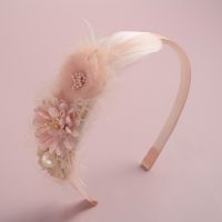 【YF】 New Handmade Flower Girls Headbands Cute Pearl Feather Crown Princess Dance Party Headwear Fashion Hoop Accessories